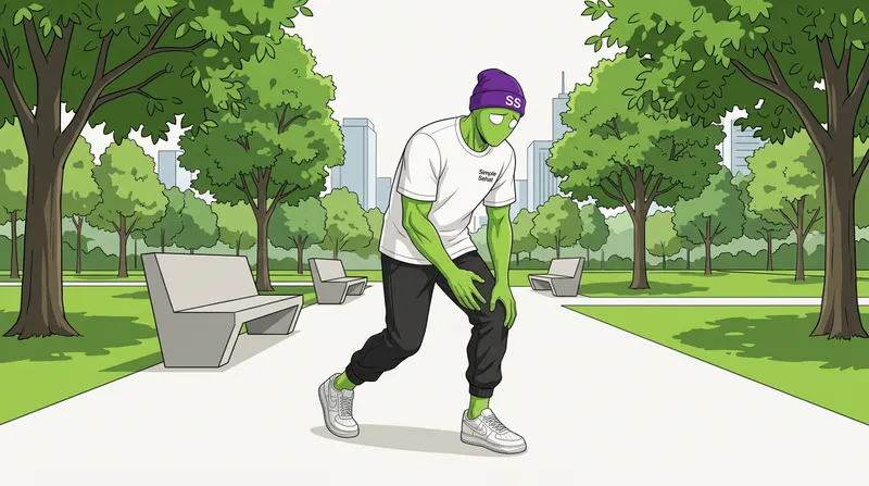 Bang Sehat memegang lututnya yang sakit saat jogging di taman